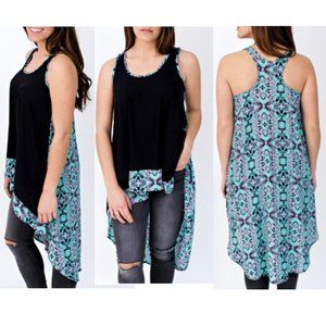 Asher By Fab Rik Women's High-Low Racerback Sleeveless Ivy Top Black Size XS
